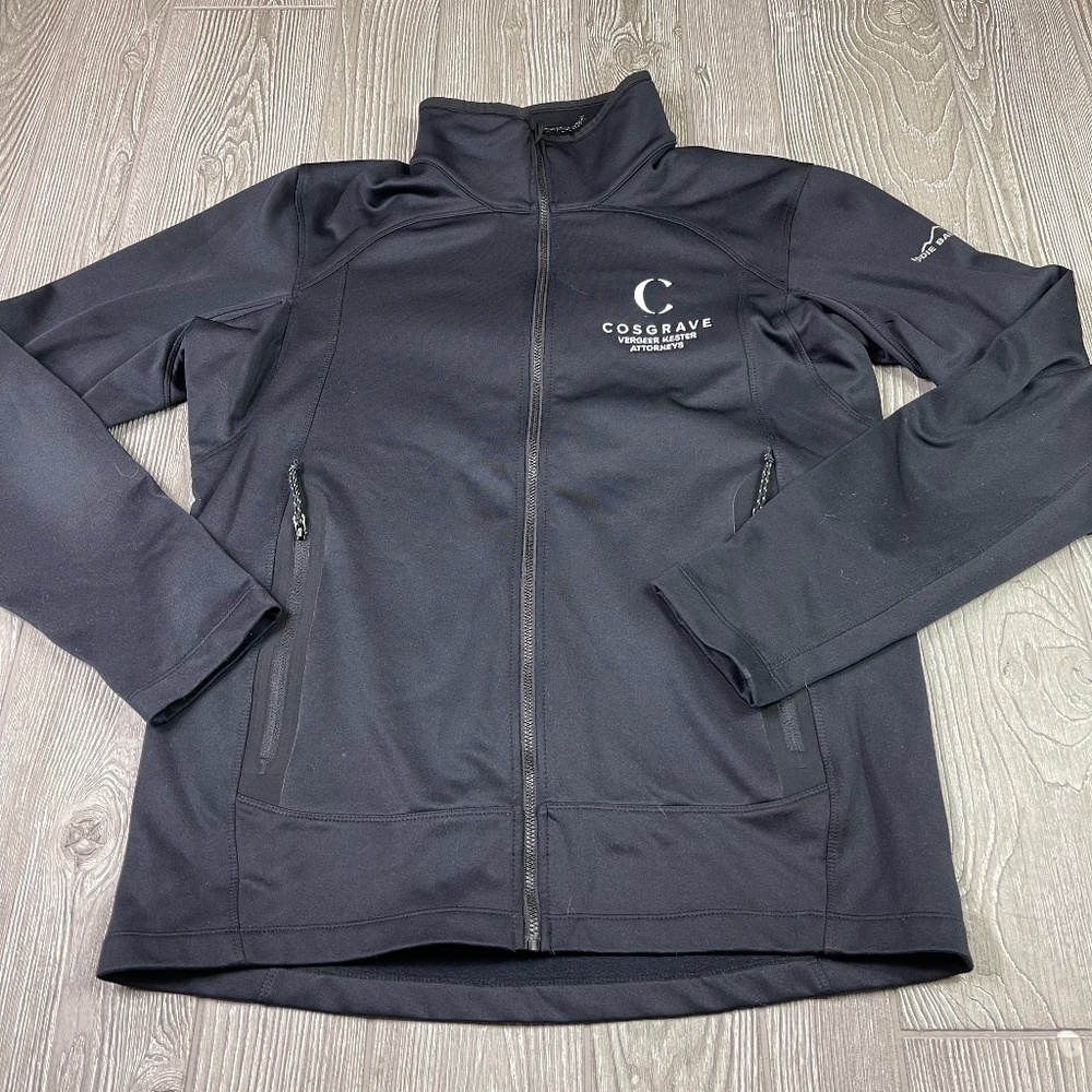 EDDIE BAUER Athletic Jacket Women's size M Black White Graphics High Neck Zip